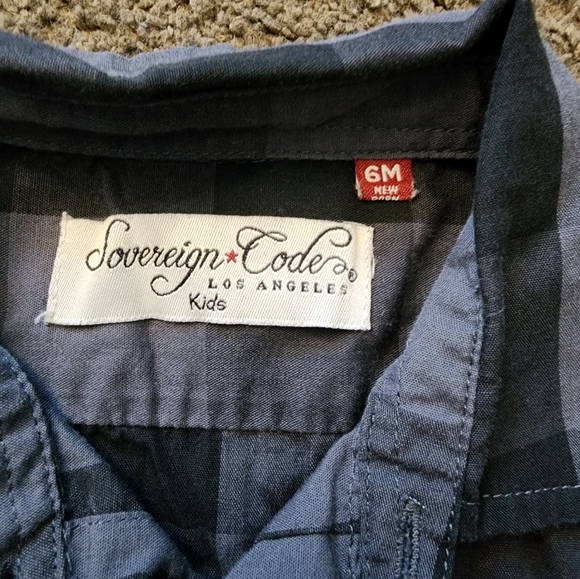 Grey/Black Button-Up Shirt Onesie, Kid's 6M - Picture 4 of 6